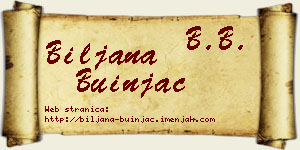 Biljana Buinjac vizit kartica